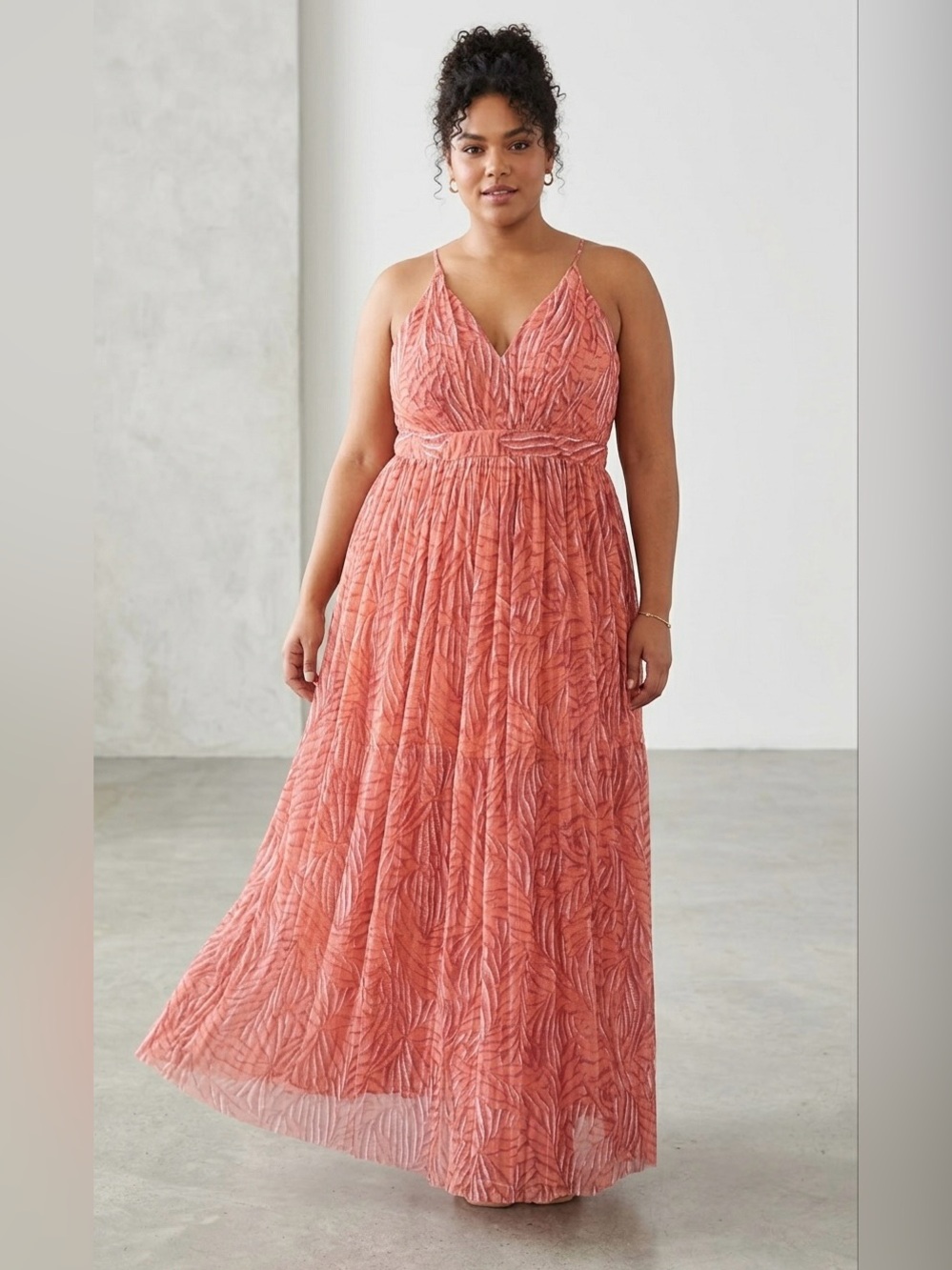 Fashion Nova NWT Born to Find Love Mesh Maxi Dress in Salmon Size 3X